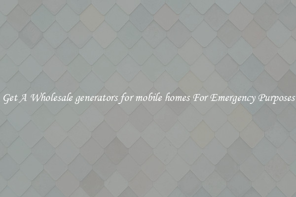 Get A Wholesale generators for mobile homes For Emergency Purposes