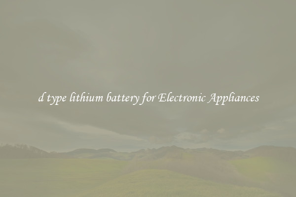 d type lithium battery for Electronic Appliances