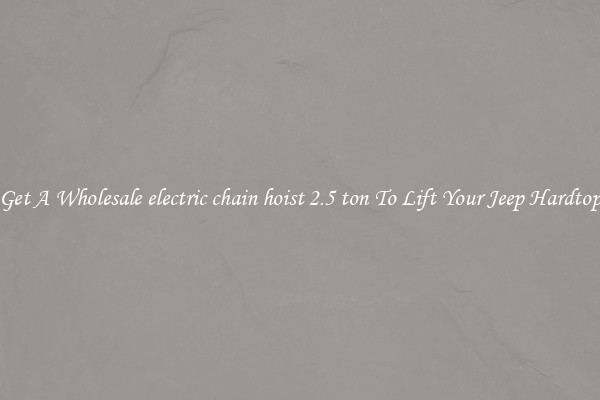 Get A Wholesale electric chain hoist 2.5 ton To Lift Your Jeep Hardtop